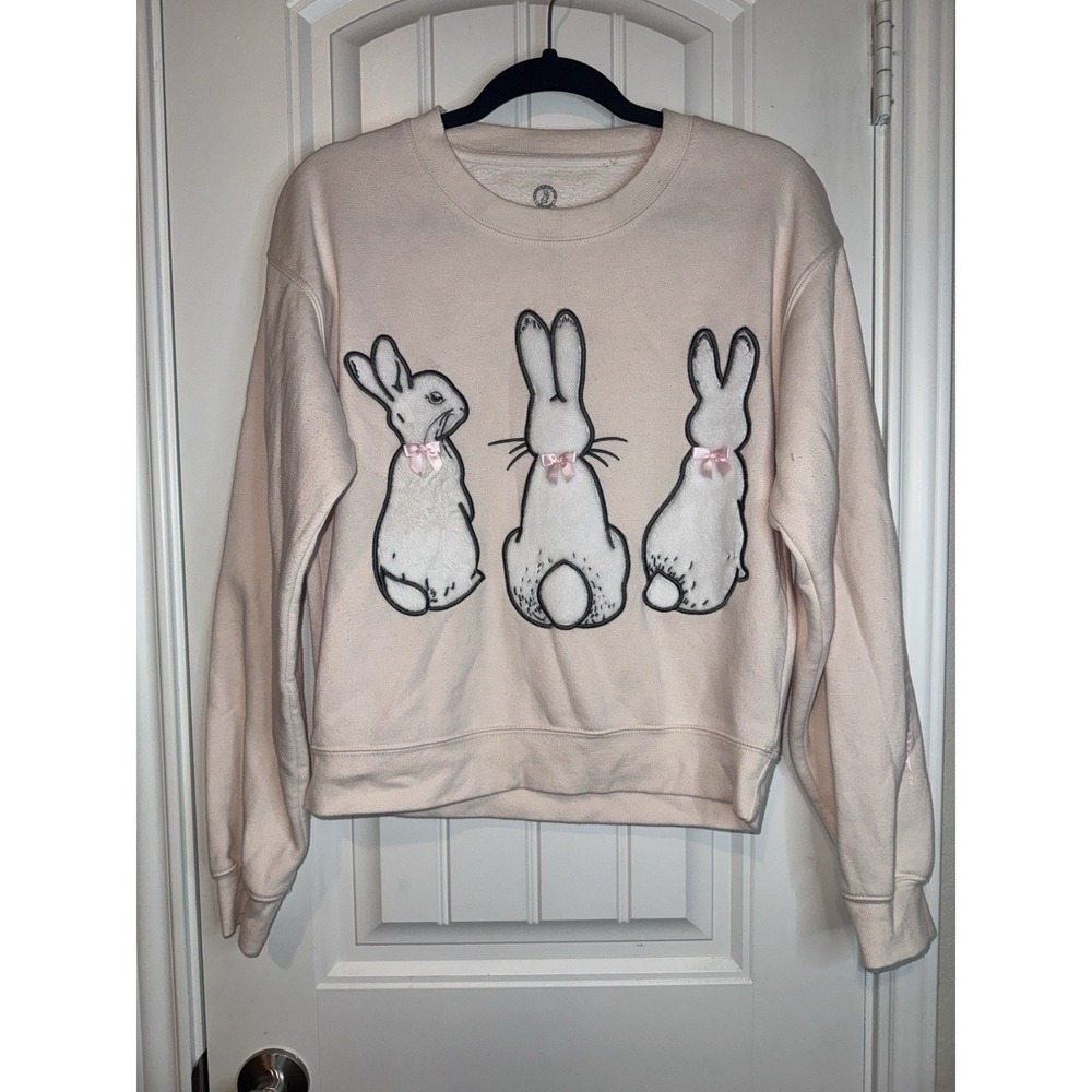 Peter Rabbit Bunny Pink Sweater Size S Coquette Girlhood Whimsy Fairy Kei Cute - Picture 2 of 8